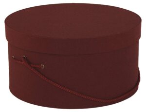 12-Burgundy linen fabric with a burgundy cording handle.