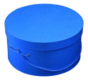 176-Royal blue hatbox with a matching royal blue cording handle.