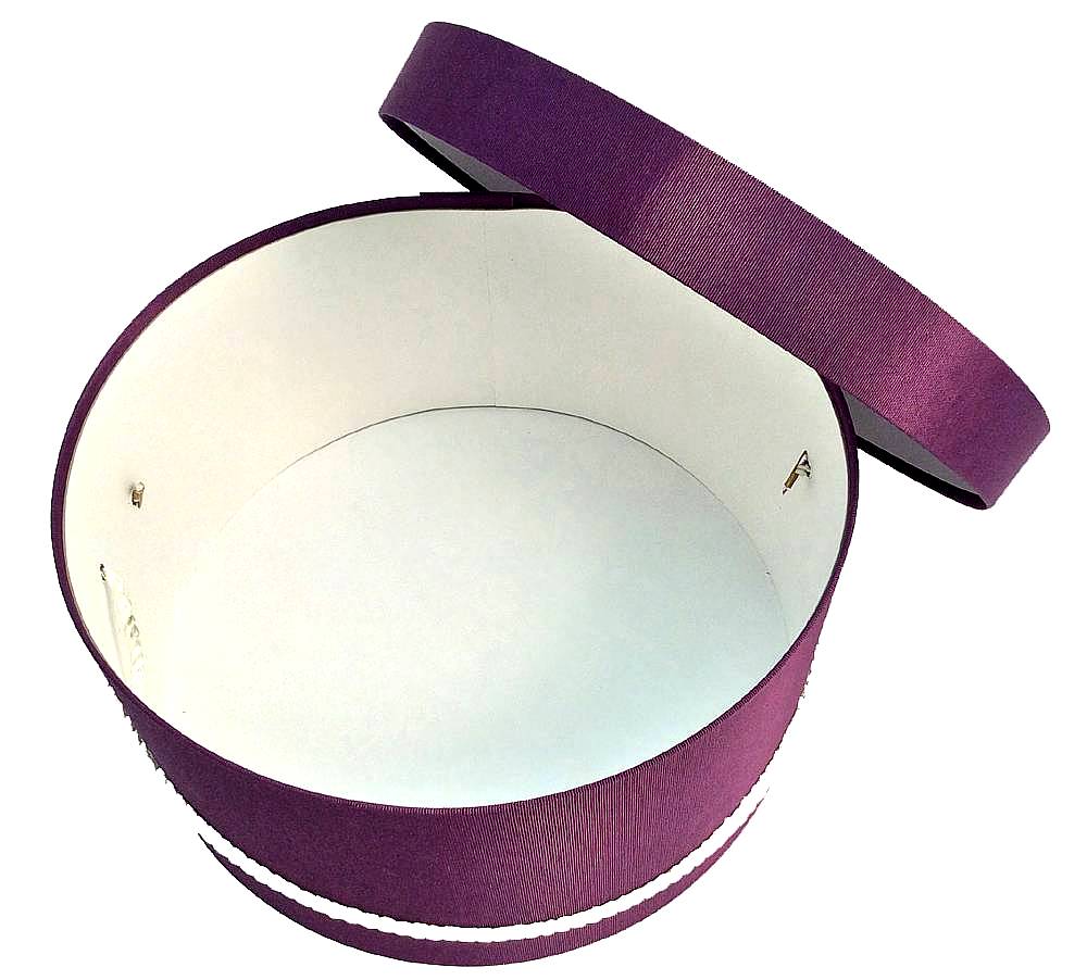 190-Amethyst Hat Box - a deep rich dark purple with a cream cord. - Image 2