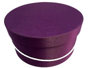 190-Amethyst  Hat Box - a deep rich dark purple with a cream cord.