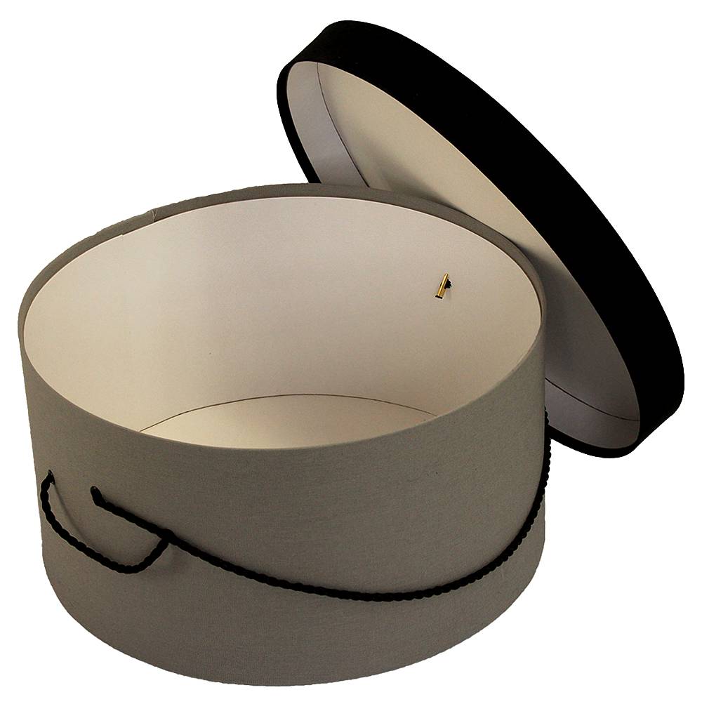 206-Gray linen with a black linen lid and a black cording handle. - Image 2