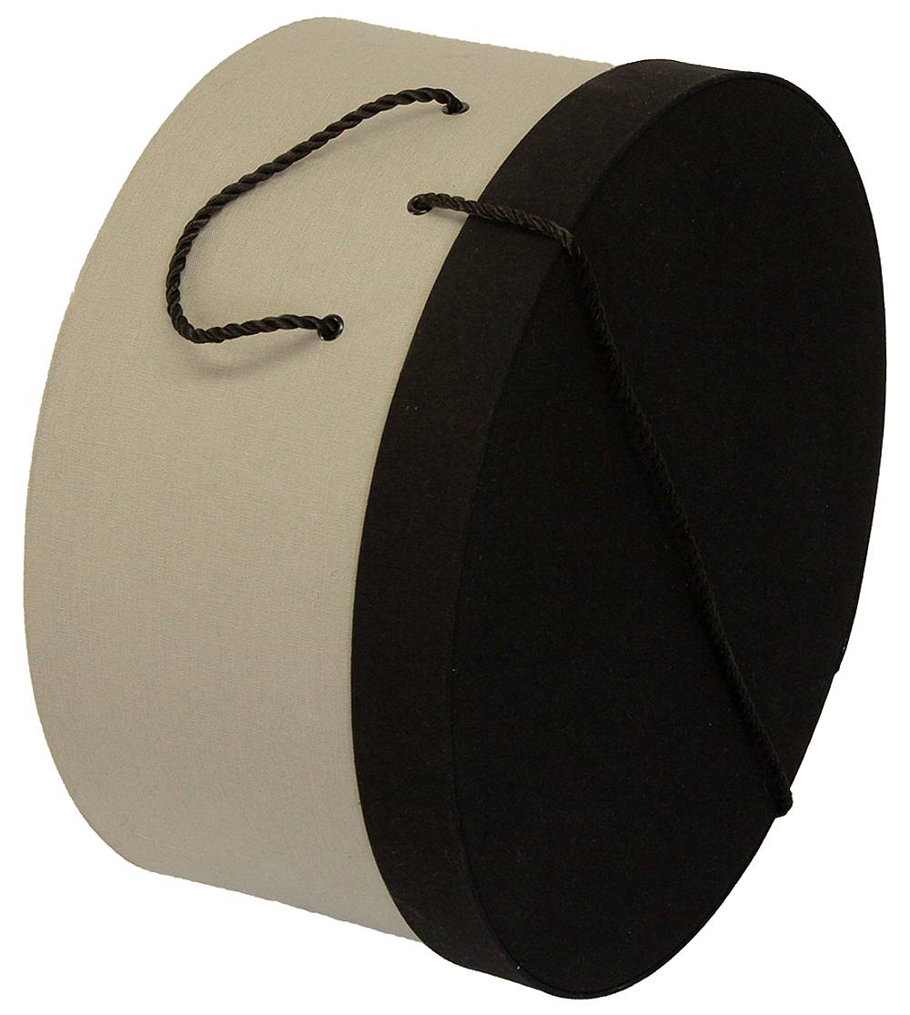 206-Gray linen with a black linen lid and a black cording handle. - Image 3