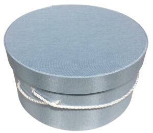 207-Alice Blue. A pretty light baby blue fabric box with a white cording handle.