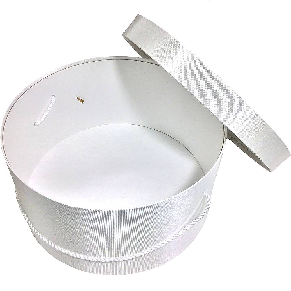 219-Classic white fabric hatbox with a white cord. - Image 2