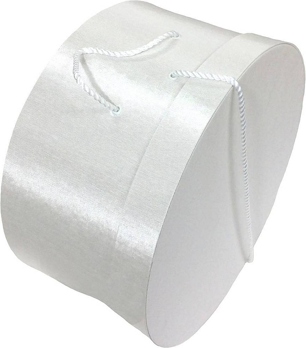 219-Classic white fabric hatbox with a white cord. - Image 3