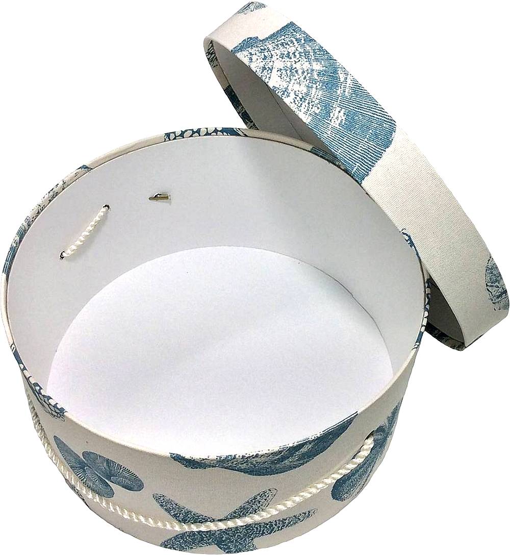 235-Shells and starfish in blue tones on a cream background with a cream cording handle. - Image 2