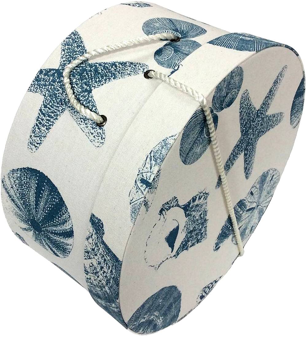235-Shells and starfish in blue tones on a cream background with a cream cording handle. - Image 3