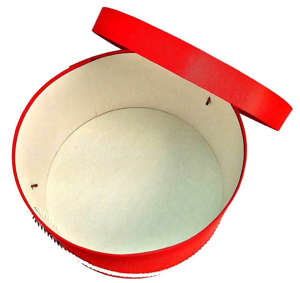 261-A beautiful antique coral hatbox with a cream cording handle. - Image 2