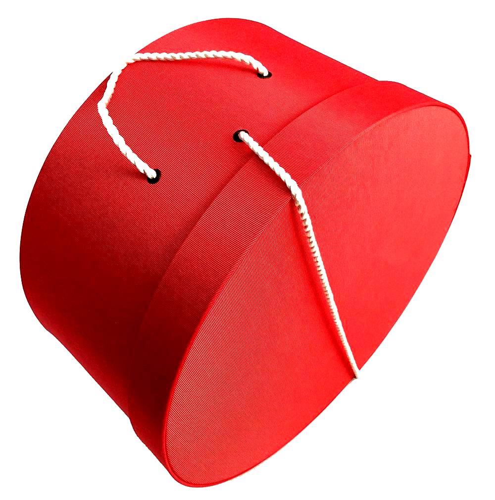 261-A beautiful antique coral hatbox with a cream cording handle. - Image 3