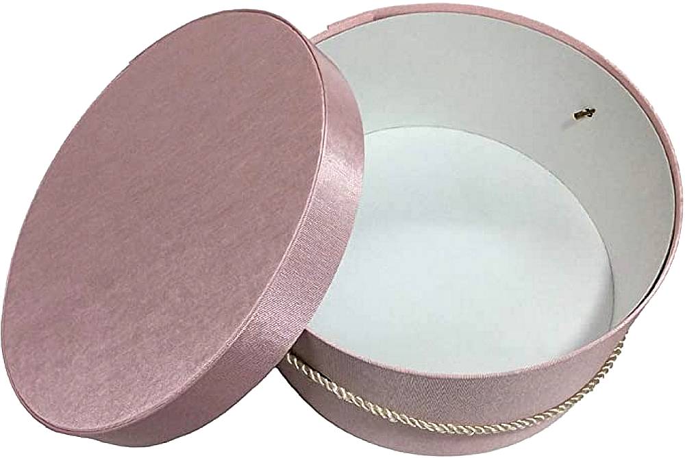 7-Pink - Pink hatbox with a cream cording handle. - Image 2