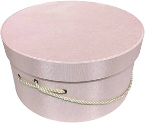 7-Pink - Pink hatbox with a cream cording handle.