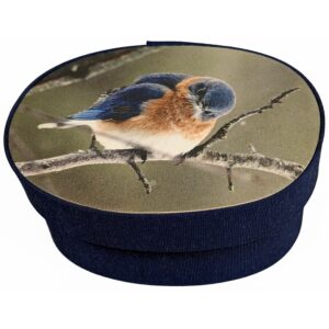 Bluebird photo on a navy blue fabric box.