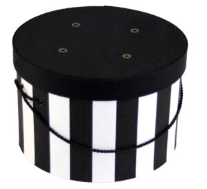 #34 Wide black/white stripe fabric with a black fabric lid and black cording handle.