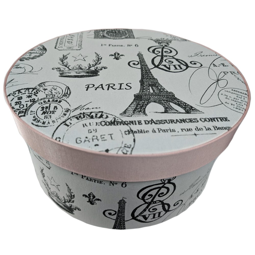 Paris design in black with a white background and a light pink lid band #265