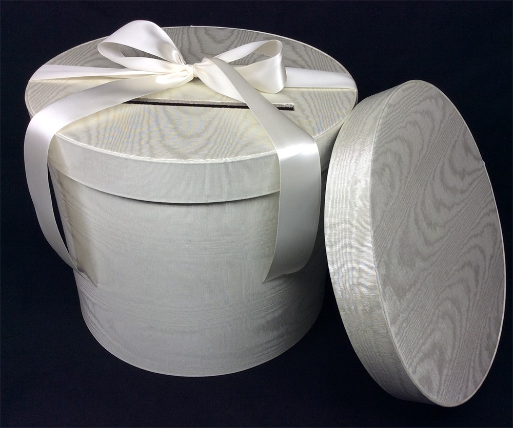 Ivory moire fabric with a coordinating ivory satin ribbon #52