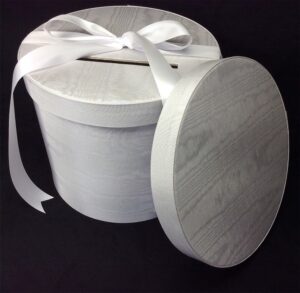 White moire fabric with a coordinating white satin ribbon #53
