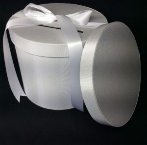 White bengaline fabric with a coordinating white satin ribbon #55
