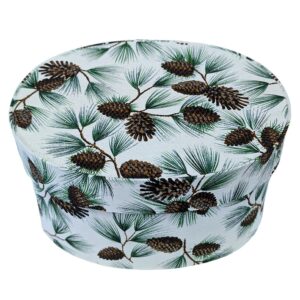 Pine Cones –  green pine branches, brown pine cones sparkling with silver glitter.